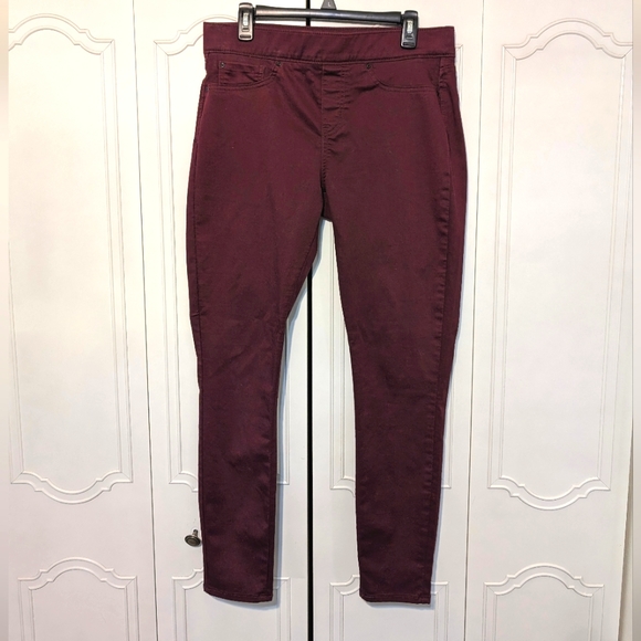 LIKE NEW Levi Shaping Pants maroon pull on skinny 14 long tall flattering fitted - Picture 7 of 11